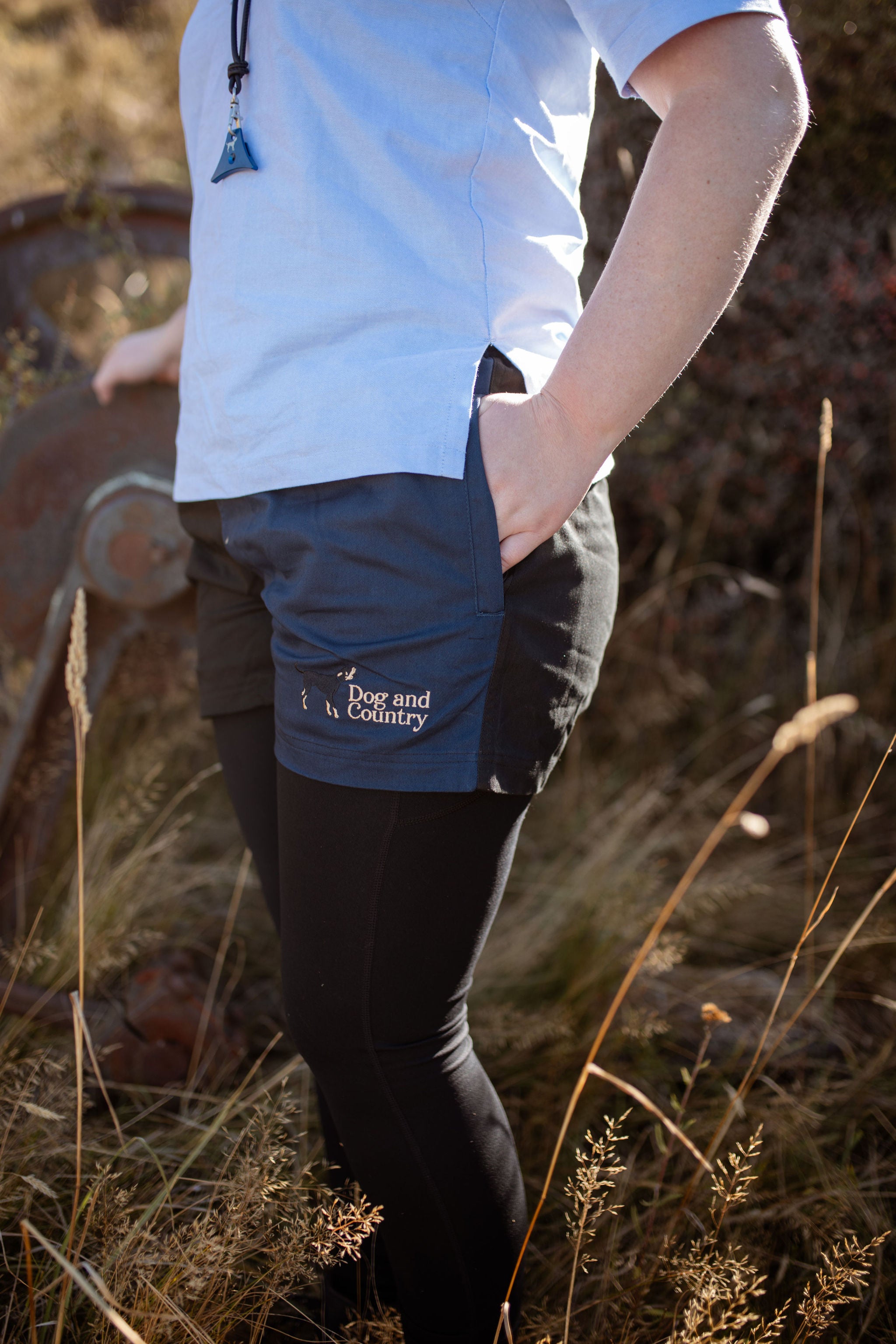 Black/Navy Shorts - zip pockets
